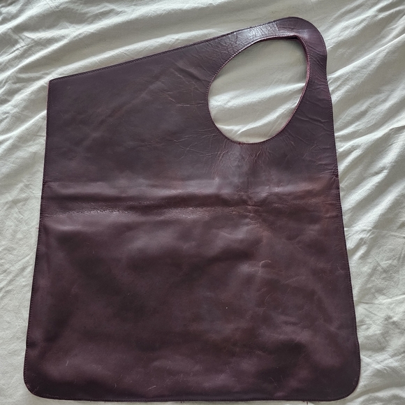 Genuine Leather Burgundy High Quality Tote Asymmetrical Large Bag by AAKASHA - Picture 6 of 14